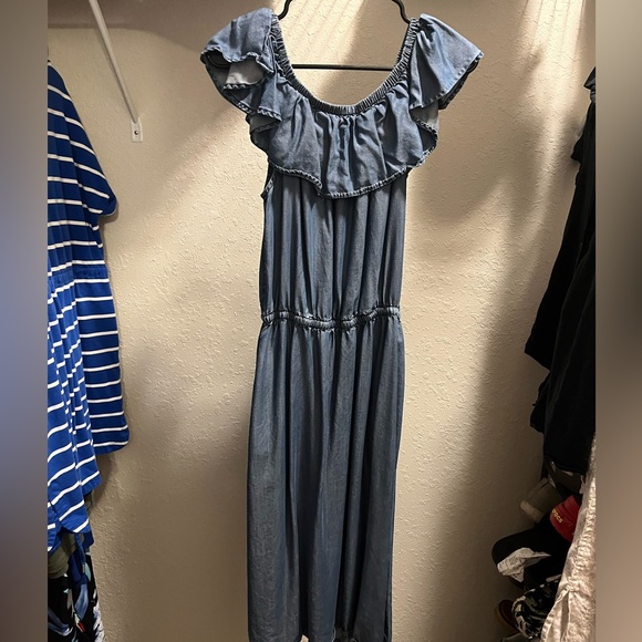Tommy Bahama Women’s Chambray Off the shoulder Midi dress WITH POCKETS! - Picture 2 of 6